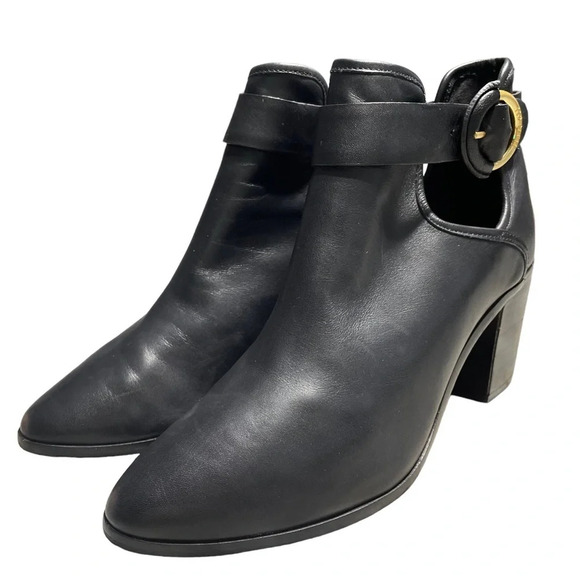 TED BAKER Sybell Leather Heeled Cut out Ankle Boots - Black Women’s 40 - Picture 15 of 15